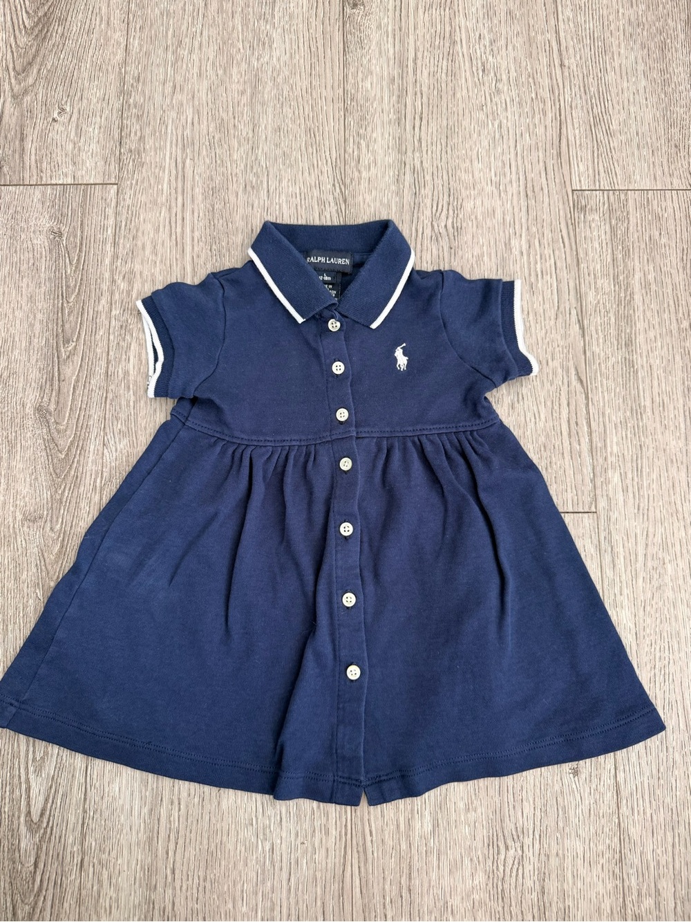 Ralph Lauren Navy Polo Button-Front Baby Dress 12-18 month
